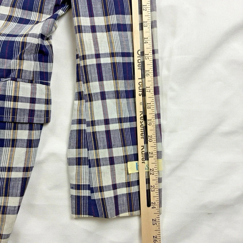 Madras Sport Coat Blue 40R Cotton Haspel Made in USA Deadstock VTG  80s Ivy Trad